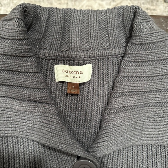 Gray Knit Cardigan Sweater Front Longline Size Small by Sonoma Y2K 2000s - Picture 4 of 10